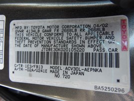 2002 Toyota Camry LE Gray 2.4L AT #Z24645